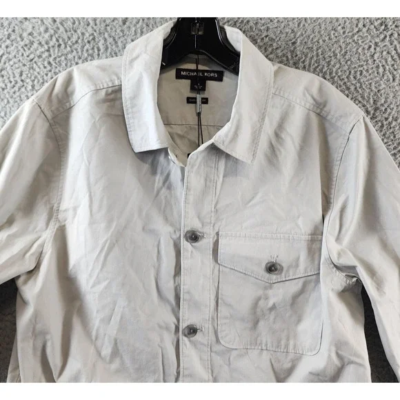Michael Kors Long Sleeve Shirt Jacket Men's S Aluminum Pockets Button Closure